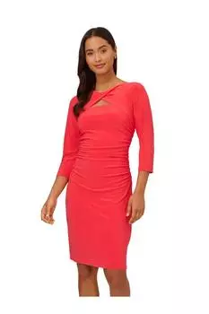 Драпированное платье из джерси с вырезом Adrianna Papell, красный