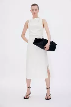 Драпированное платье из смеси льна H&M, белый