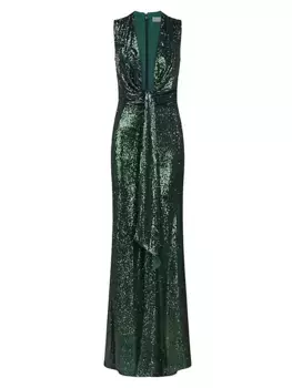 Драпированное платье Magdalena с пайетками Halston, цвет bottle green