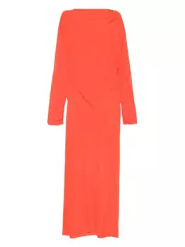 Драпированное платье миди с длинными рукавами SIR., оранжевый