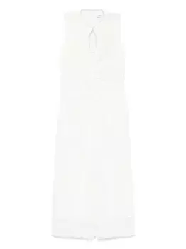 Драпированное платье миди SANDRO, белый