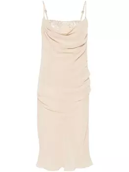 Драпированное платье миди The Attico, нейтральный цвет