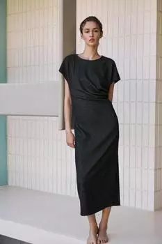 Драпированное платье миди ZARA, цвет Mid-grey