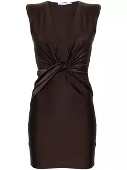 Драпированное платье мини без рукавов Amen, коричневый
