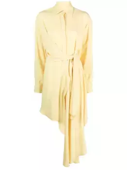 Драпированное платье-рубашка асимметричного кроя Viktor & Rolf, желтый