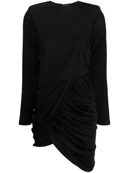 Драпированное платье с асимметричным подолом Saint Laurent, черный