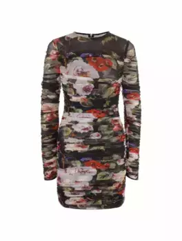 Драпированное платье с цветочным принтом Dolce&Gabbana, мультиколор