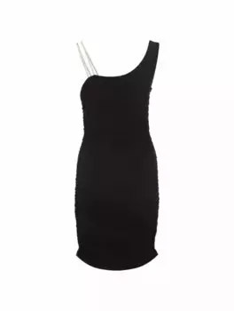 Драпированное платье с кристаллами Off-White, черный