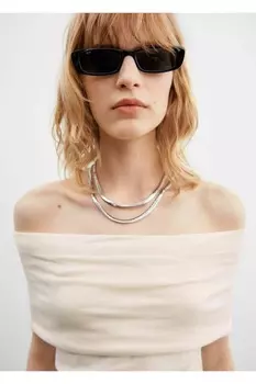 Драпированное платье с открытыми плечами Mango, экрю