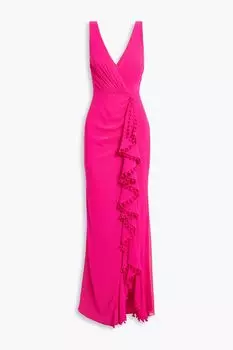 Драпированное платье с помпоном BADGLEY MISCHKA, розовый