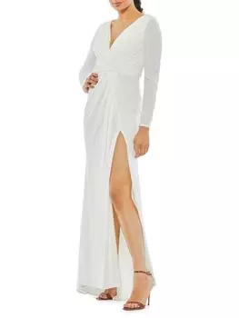 Драпированное платье с разрезом Mac Duggal, белый