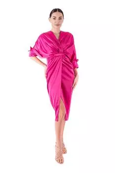 Драпированное платье с рукавами 3/4 Acob Porter, фуксия