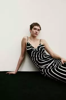 Драпированное платье с воротником-хомутом H&M, черный