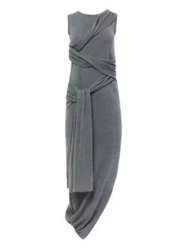 Драпированное платье с завязками JW ANDERSON, серый