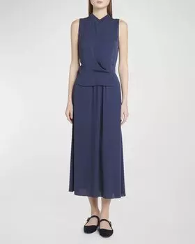 Драпированное шелковое платье Giorgio Armani, цвет Navy