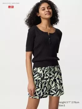 Драпированные легкие шорты (листья) Uniqlo, синий