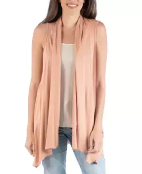 Драпированный безрукавный кардиган-жилет с открытой передней частью 24seven Comfort Apparel, коричневый/бежевый