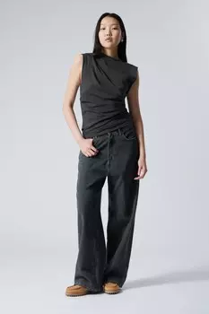 Драпированный хлопковый топ без рукавов Weekday, серый