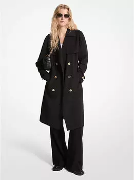 Драпированный тканый тренч Michael Kors, черный