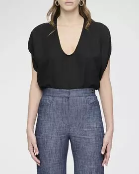 Драпированный топ без рукавов Simone CALLAS Milano, цвет Black