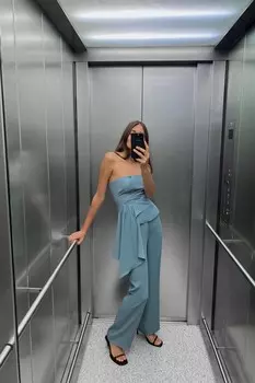 Драпированный топ-бюстье ZARA, угольно-серый