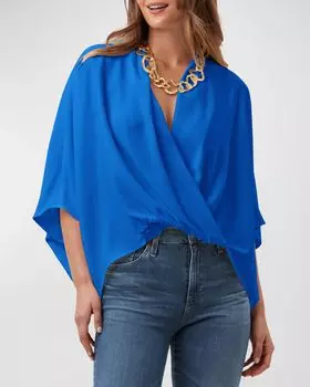 Драпированный топ Concourse с высоким и низким вырезом Trina Turk, цвет Blue Hawaiian