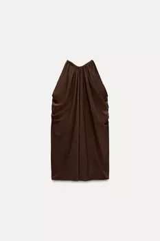 Драпированный топ-халтер ZARA, цвет chocolate