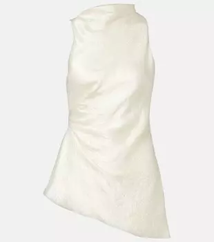 Драпированный топ из сатина McQueen, Oyster