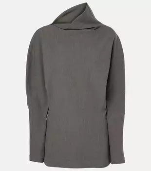 Драпированный топ из смесовой шерсти Bottega Veneta, Grey Melange