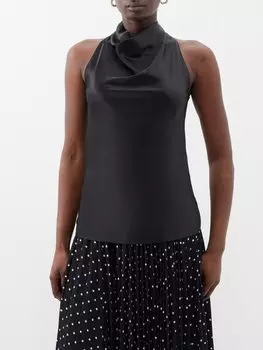 Драпированный топ jospehine из шелкового атласа с воротником-хомутом E.Stott, черный