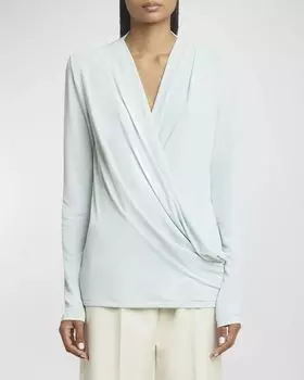Драпированный топ с глубоким вырезом Givenchy, цвет Frost