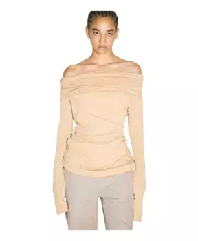 Драпированный топ с открытыми плечами Entire Studios, бежевый