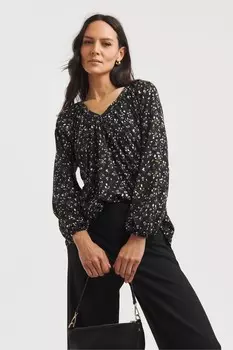 Драпированный топ с V образным вырезом Jd Williams, зеленый