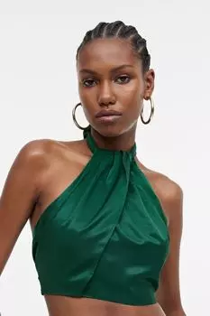 Драпированный топ с воротником через шею H&M