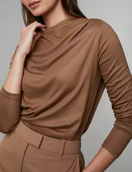 Драпированный топ с воротником-воронкой из джерси JAEGER