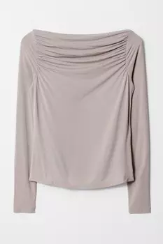 Драпированный топ с вырезом-лодочкой & Other Stories, коричневый