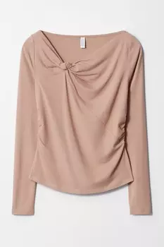 Драпированный топ с завязкой & Other Stories, бежевый