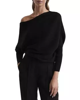 Драпированный топ в рубчик Lorna REISS, цвет Black