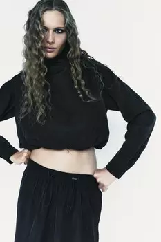 Драпированный топ ZARA, черный