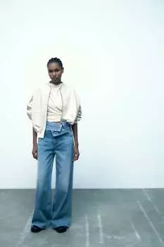 Драпированный топ ZARA, устричный белый