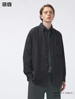 Драповая рубашка Uniqlo, черный