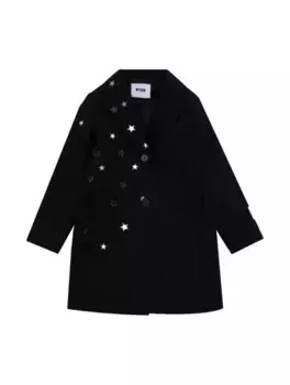 Драповое пальто со звездами MSGM, черный