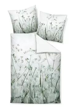 Dream Castle Сатиновое постельное белье Mako - Растения Лесной зеленый 135 x 200 см Растения, Кусты, Зеленый Traumschloss