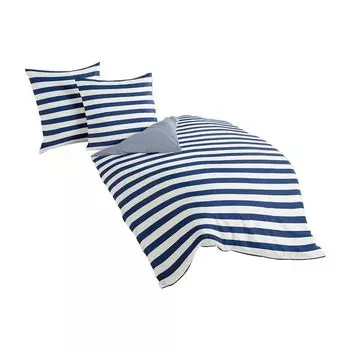 Dream Sleep Mako Сатиновое постельное белье Albclassik Наволочка в полоску одинарная 80x80 см Темно-синий Traumschlaf