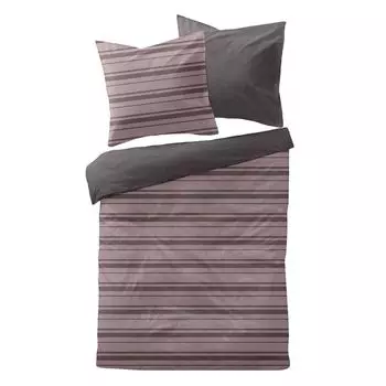 Dream Sleep меланжевое тонкое фланелевое постельное белье Konstanz 240x220 см + 2x 80x80 см антрацит-розовый Traumschlaf