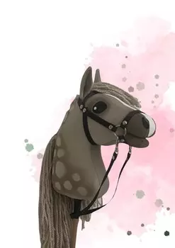 Dreamhorsehobby ЛОШАДЬ-ХОББИ РУЧНАЯ РАБОТА - БЕЖЕВАЯ ЛОШАДЬ НА ПАЛОЧКЕ ФОРМАТ А4 Inna marka