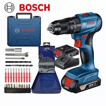 Дрель-шуруповерт аккумуляторная Bosch GSB 185-Li + комплект насадок, аккумулятор, зарядное устройство, кейс