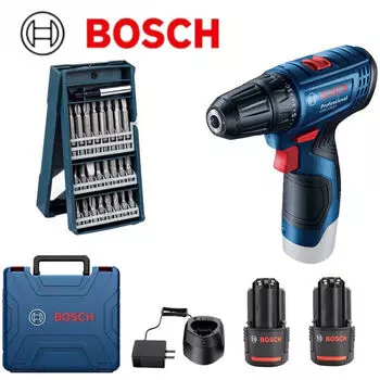 Дрель-шуруповерт Bosch GSB 120-Li + два аккумулятора, зарядное устройство, набор бит