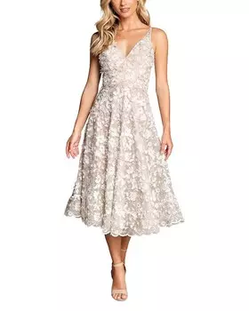 Dress the Population Платье миди с вышивкой Elisa, белый