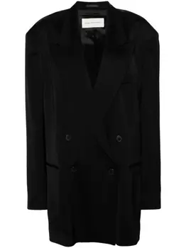 DRIES VAN NOTEN атласный двубортный пиджак, черный